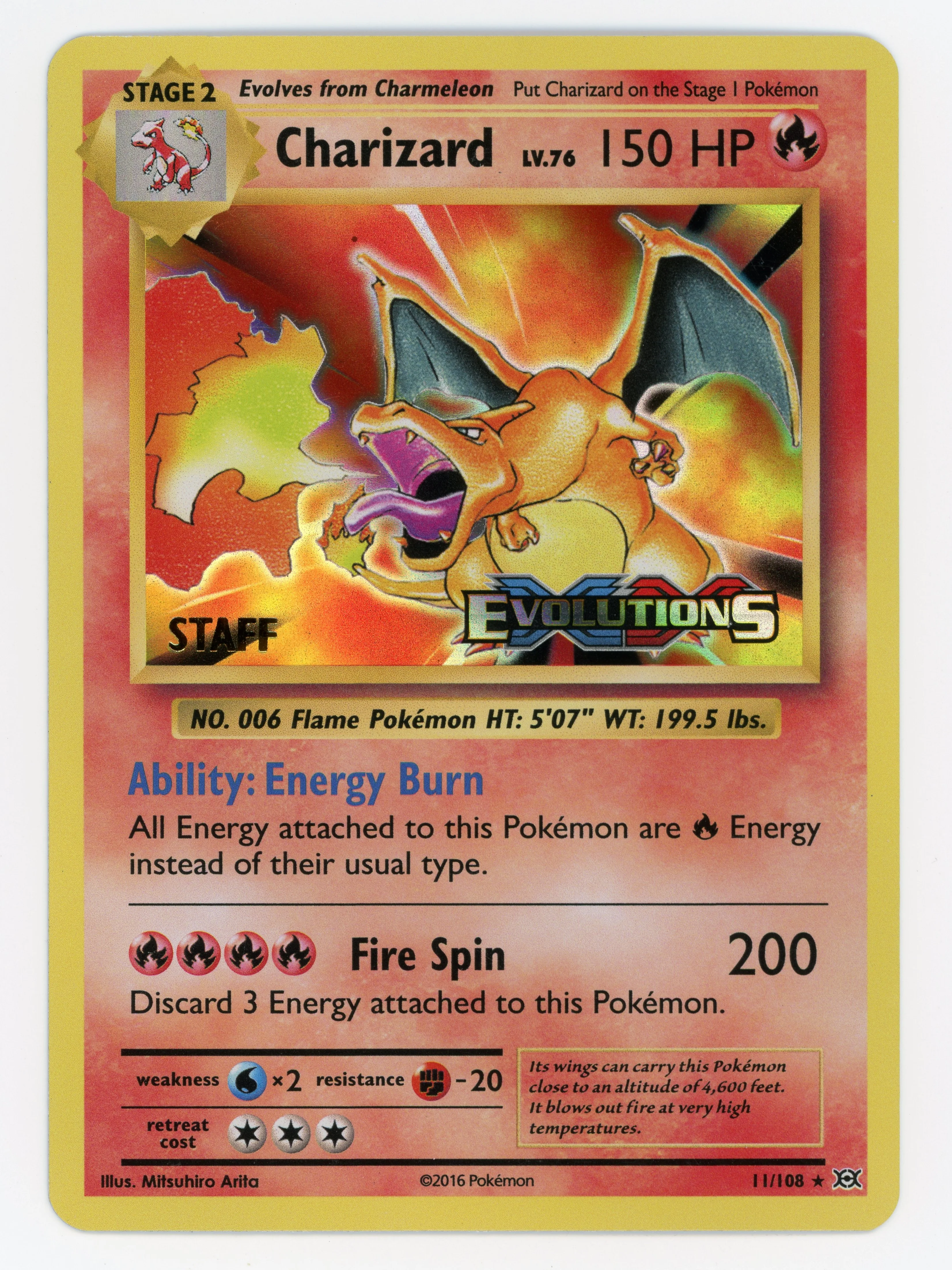 Charizard - Staff - 11/108 - Promo - Holo - Scan 14754