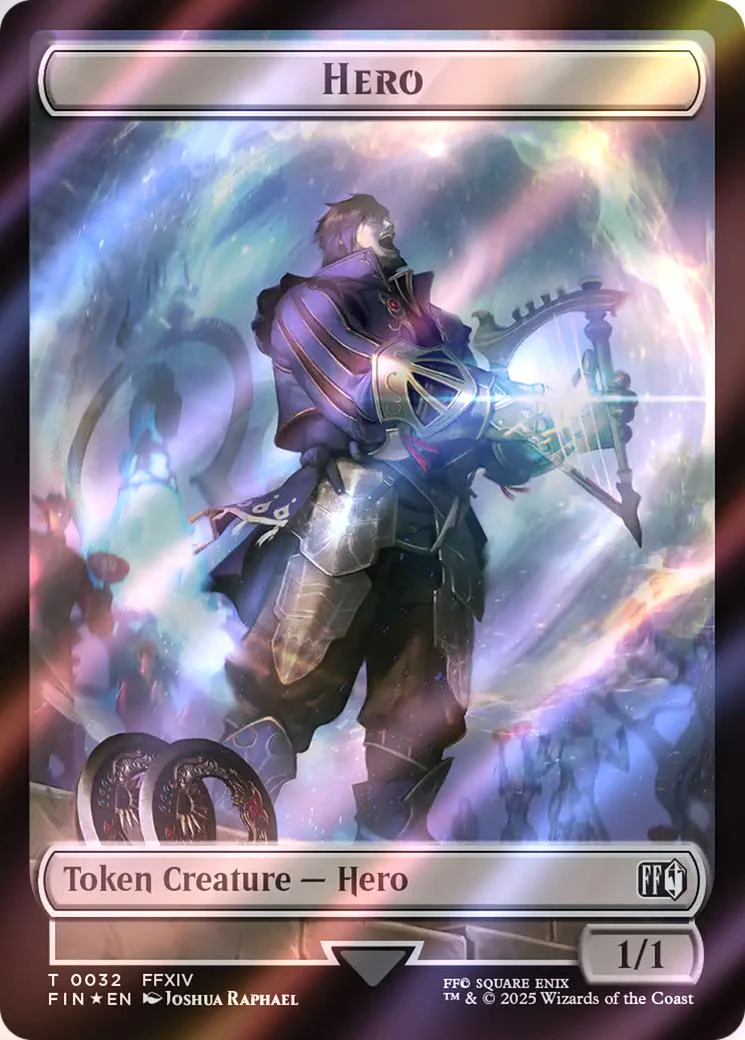 Hero Token (32) // Human Soldier Token (01) [TFIN/TFIC Set Symbol] [FINAL FANTASY: Commander: Tokens] [Surge Foil]