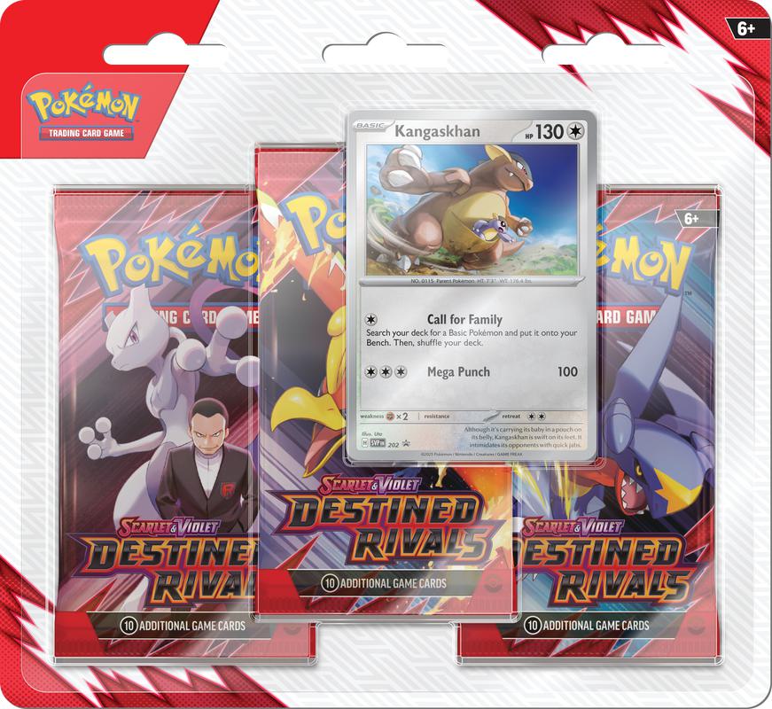 Pokémon TCG: Scarlet & Violet - Destined Rivals - Blister Pack - Three Boosters - Kangaskhan Promo Card